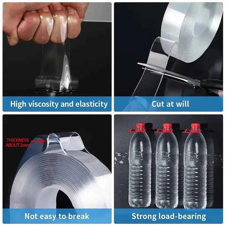 Nano Double Tape Transparent Adhesive for Home Bathroom Kitchen Powerful Washable Universal Hook Tape - Clarify.pk
