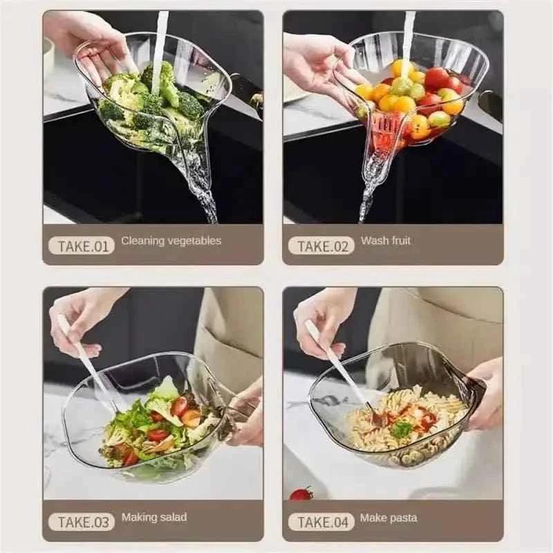 Multipurpose Kitchen Basket - Acrylic Drainage Basket for Fruits and Vegetables