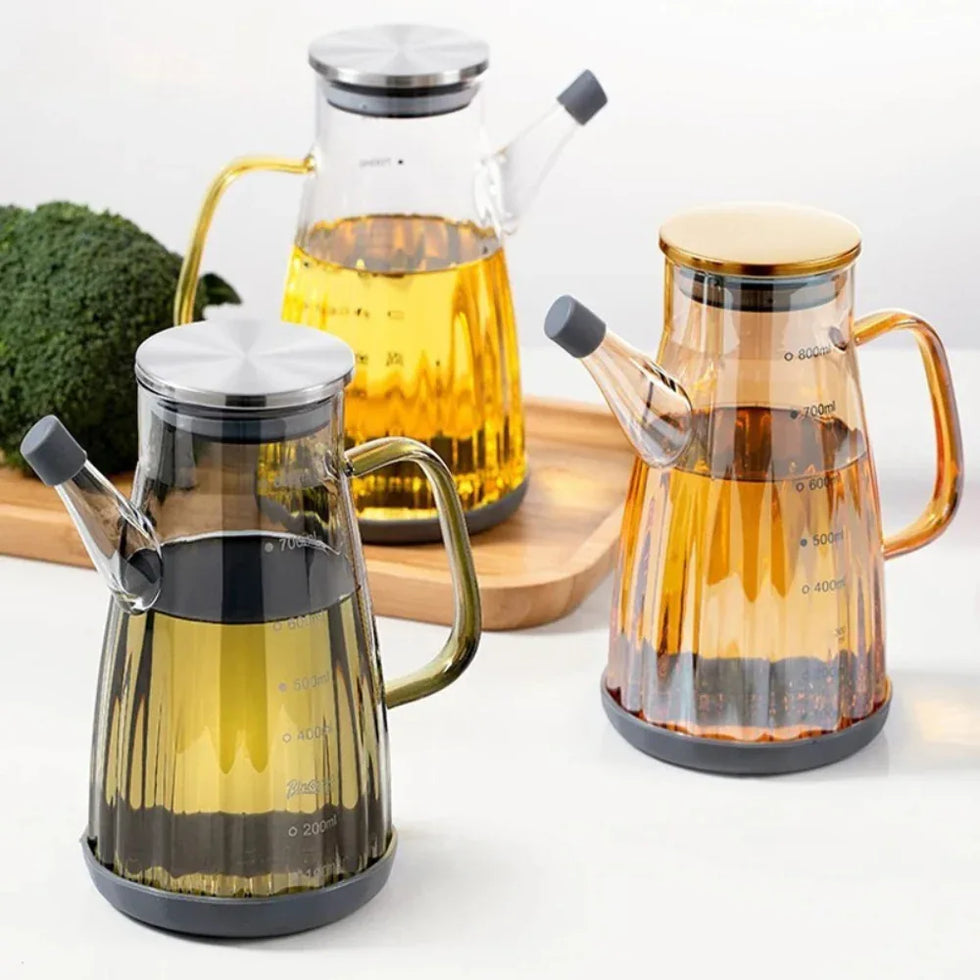 Premium Glass Oil Jug – 700ml Kitchen Container - Clarify.pk