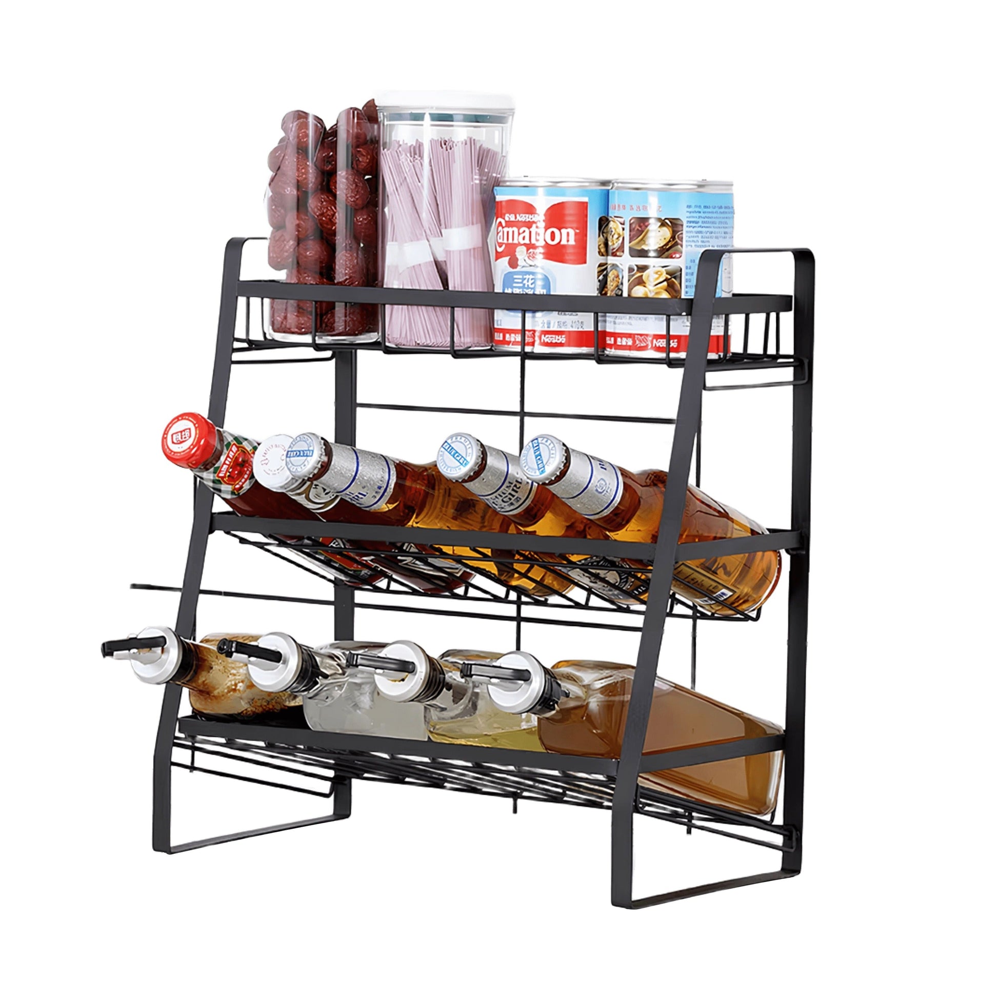 3-Tier Angled Spice & Bottle Kitchen Storage Rack