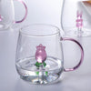 Elegant Rose Design Double-Walled Glass Mug - Clarify.pk