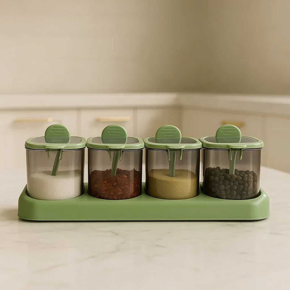 4-in-1 Seasoning Spice Jar Set – Multi-Compartment Kitchen Organizer