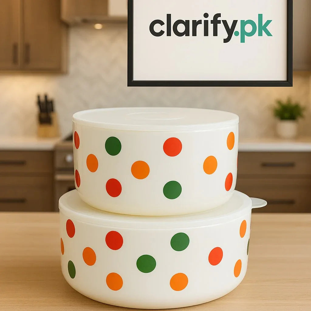 Polka Dot Ceramic Food Storage Bowl with Lid – Round Design - Clarify.pk