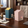 Cute hut shaped mini desktop trash can in teal and pink colors Trenducts Pakistan