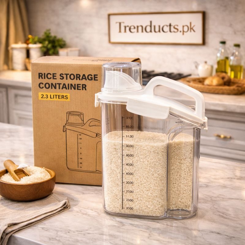 Premium high-capacity airtight glass storage jars with wooden lids and box packaging Trenducts Pakistan