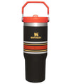 Stanley 30oz IceFlow Flip Straw Tumbler in Black Mesh with red lid and built-in carry handle - Trenducts Pakistan