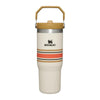 Stanley 30oz IceFlow Flip Straw Tumbler in Cream Mesh with tan lid and rotating handle - Trenducts Pakistan