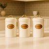 3Pcs Rustic White Canister Set – Vintage Metal Kitchen Storage Jars MJ