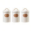 3Pcs Rustic White Canister Set – Vintage Metal Kitchen Storage Jars MJ