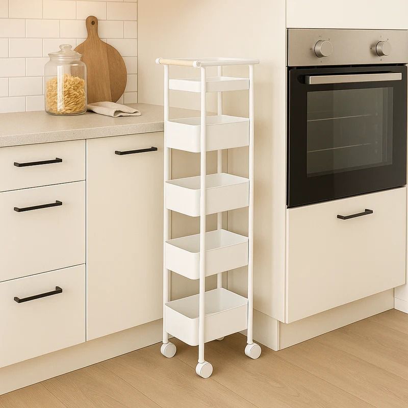 5-Tier Slim Utility Trolley – Premium Rolling Organizer Cart MJ