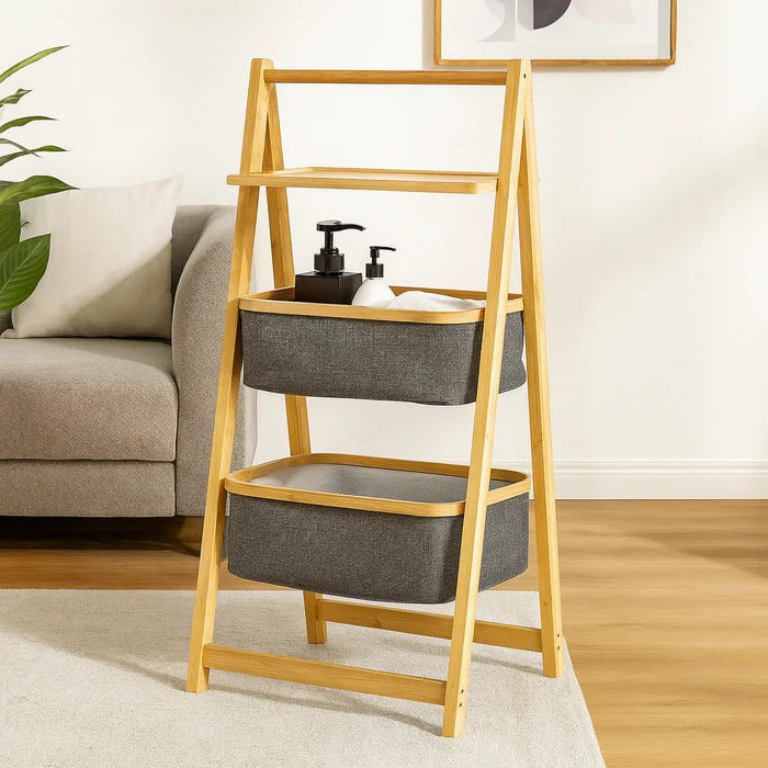 Bamboo Laundry Hamper – Natural Wood Organizer with Shelf