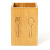 Natural Bamboo Utensil Organizer – Modern Square Cutlery Caddy MJ