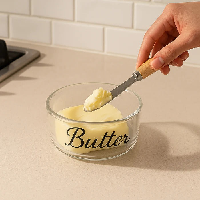 Glass Butter Dish – Premium Storage Container with Bamboo Lid & Integrated Spreader