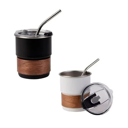 500ml Insulated Outdoor Coffee Mug – Anti-Scald Travel Tumbler with Wood-Grain Grip