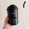 600ml Korean Style Insulated Coffee Thermos – Matte Travel Mug with Straw MJ