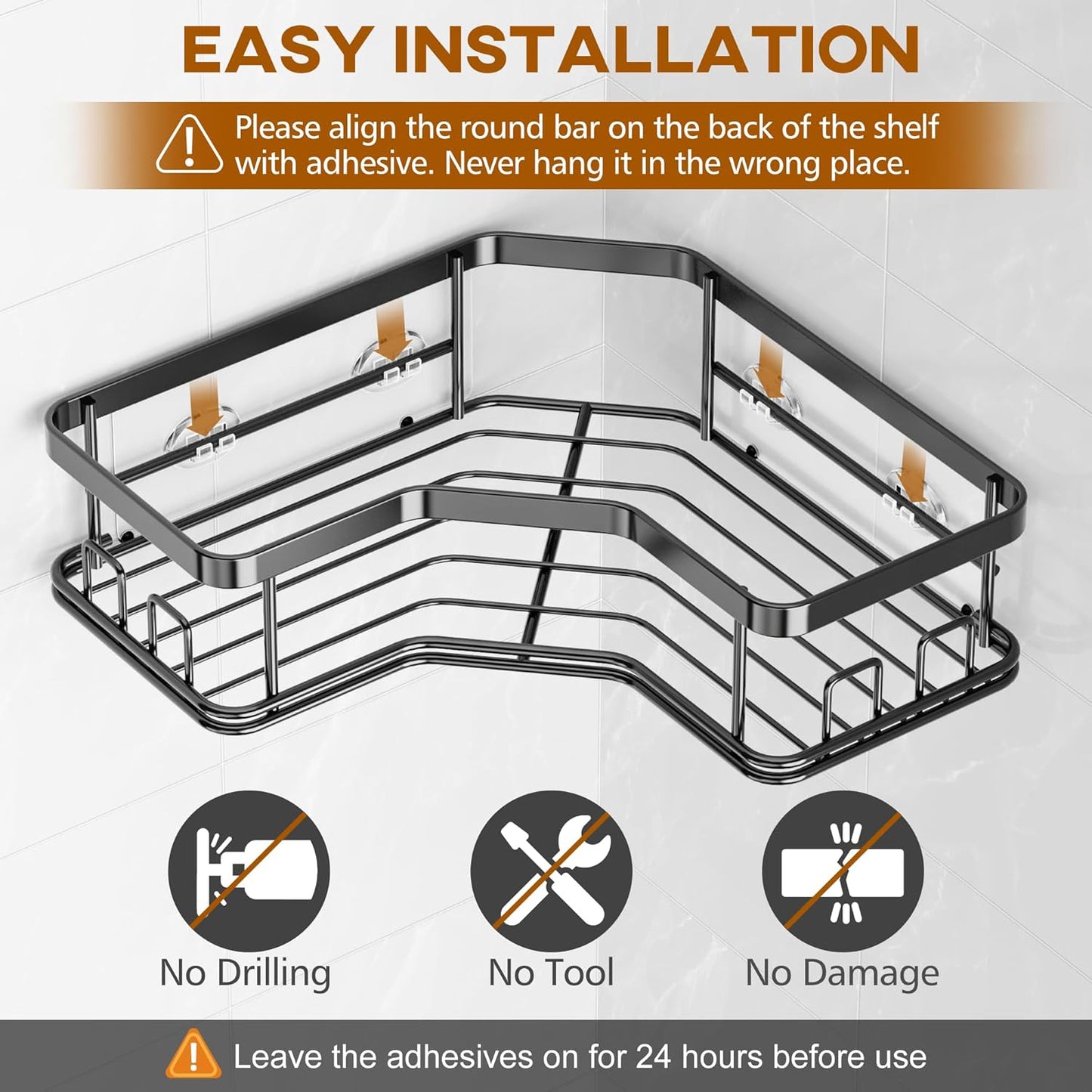 3Pc Corner Shower Caddy Set – Heavy-Duty with Integrated Soap Holder GH