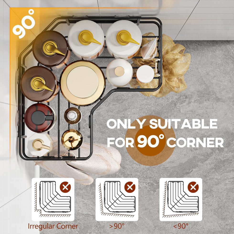 3Pc Corner Shower Caddy Set – Heavy-Duty with Integrated Soap Holder GH