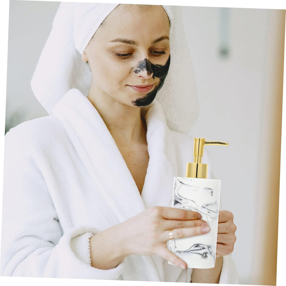 Luxury Marble Design Soap Dispenser – Elegant Resin Liquid Pump for Bathroom & Kitchen GH