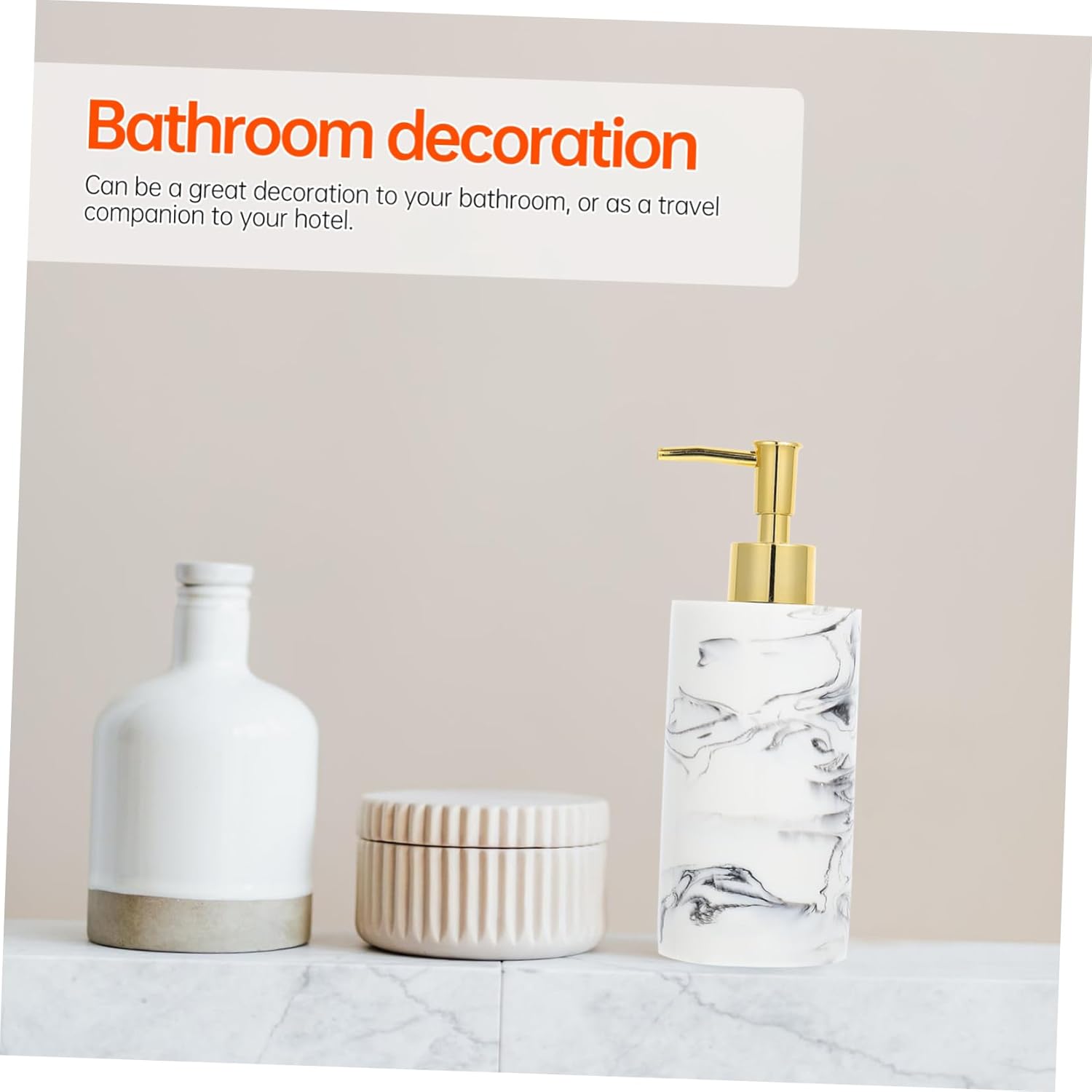 Luxury Marble Design Soap Dispenser – Elegant Resin Liquid Pump for Bathroom & Kitchen GH