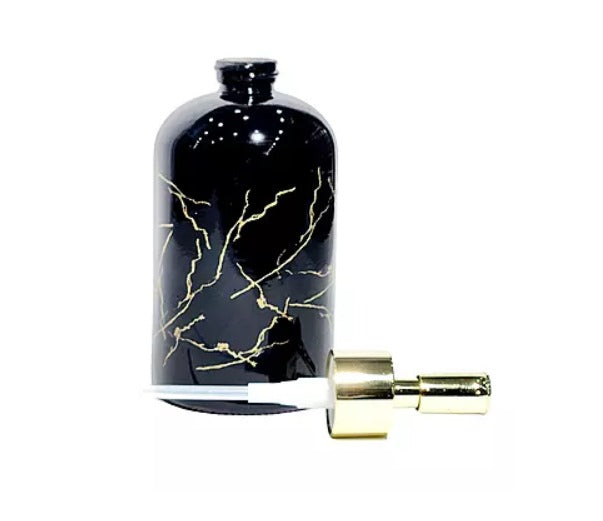 Glossy Black Marble Soap Dispenser – Polished Resin Liquid Pump