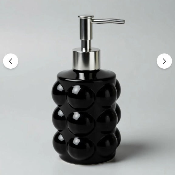 Black Bubble Design Soap Dispenser – High-Gloss Liquid Pump