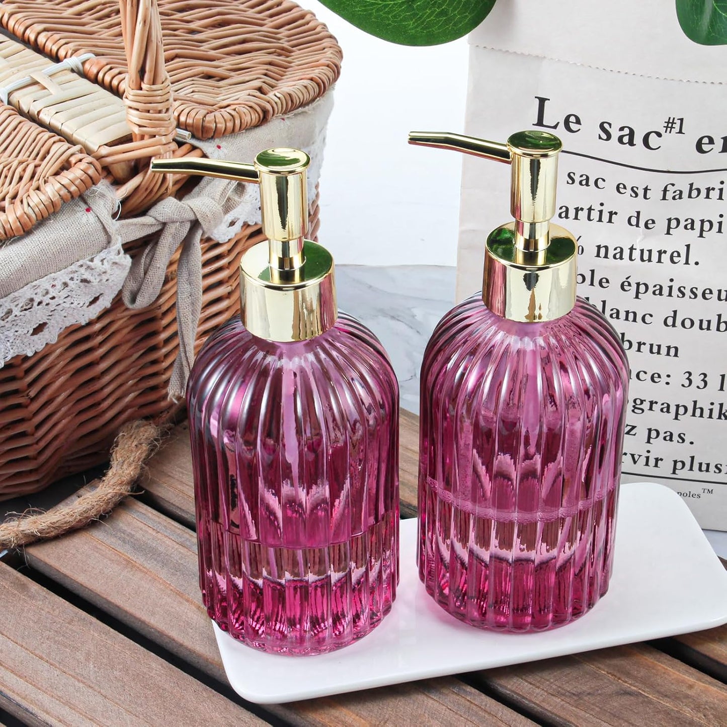 Long Diamond Glass Soap Dispenser – Tall Multi-Faceted Liquid Pump (Random Color) GH