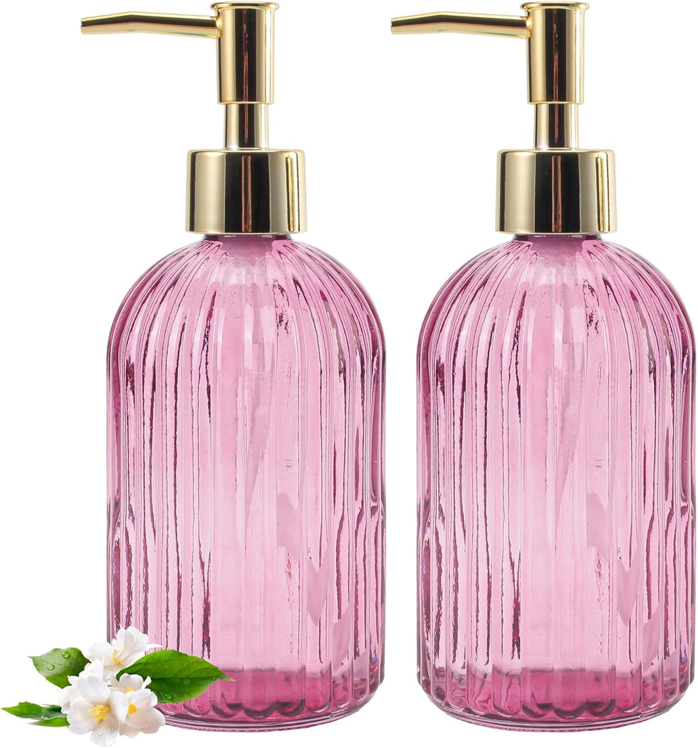 Long Diamond Glass Soap Dispenser – Tall Multi-Faceted Liquid Pump (Random Color)