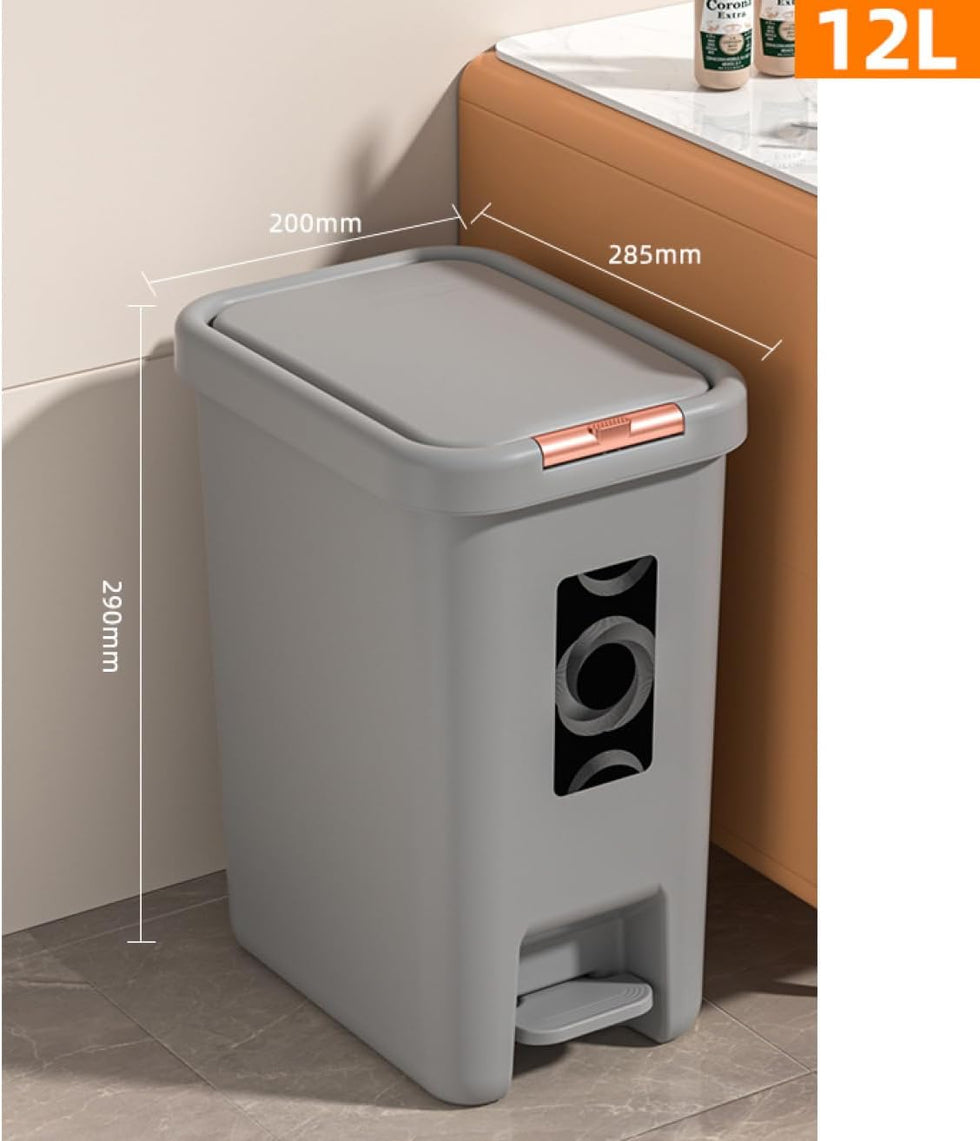Modern Square Pedal Dustbin with Soft-Close Lid & Removable Inner Bucket GH