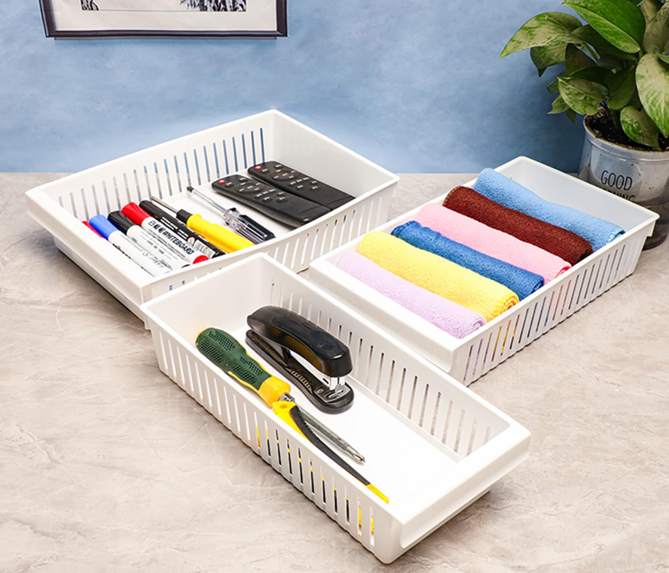 Multi-Purpose Plastic Storage Basket – Ventilated Home Organizer GH