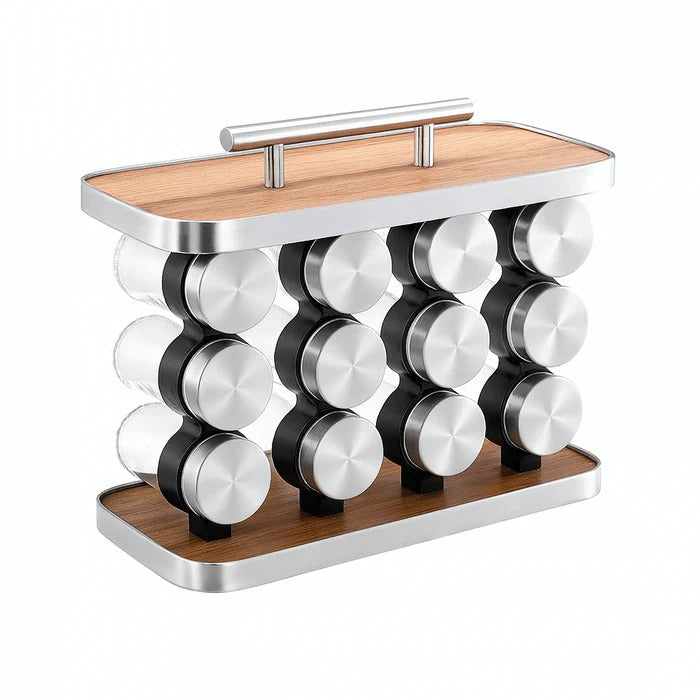 Countertop Spice Organizer Set – Glass Jar & Rack Collection