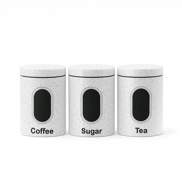 HausRoland Modern Speckled Container Set – 3-Piece Airtight Kitchen Canisters