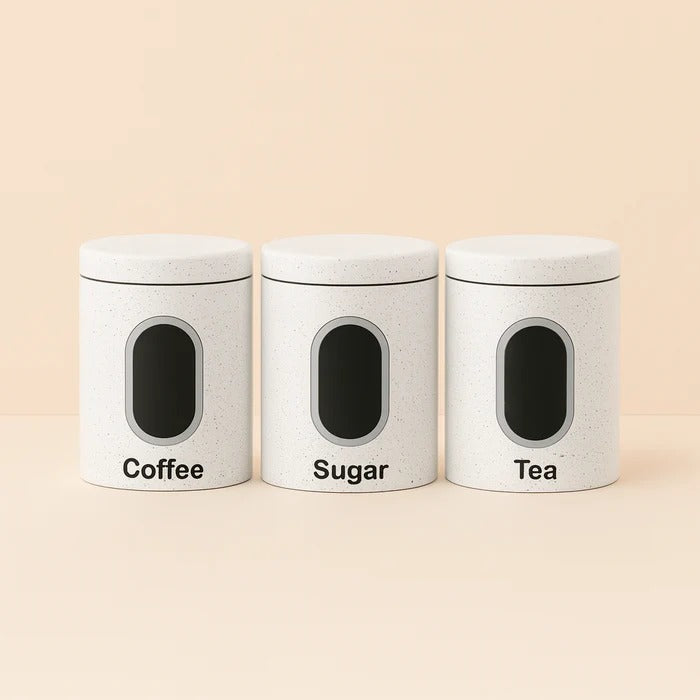 HausRoland Modern Speckled Container Set – 3-Piece Airtight Kitchen Canisters