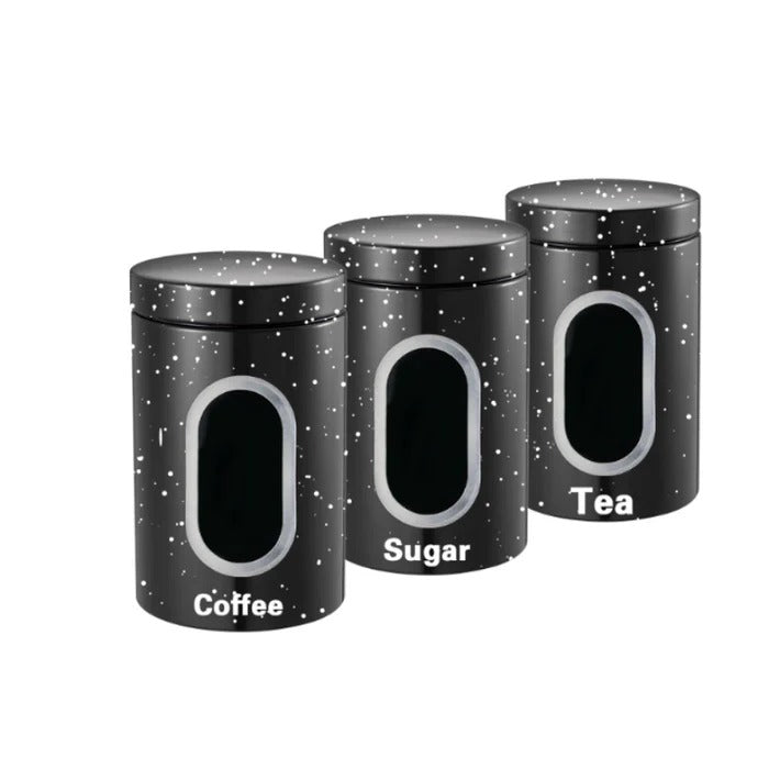 HausRoland Modern Speckled Container Set – 3-Piece Airtight Kitchen Canisters