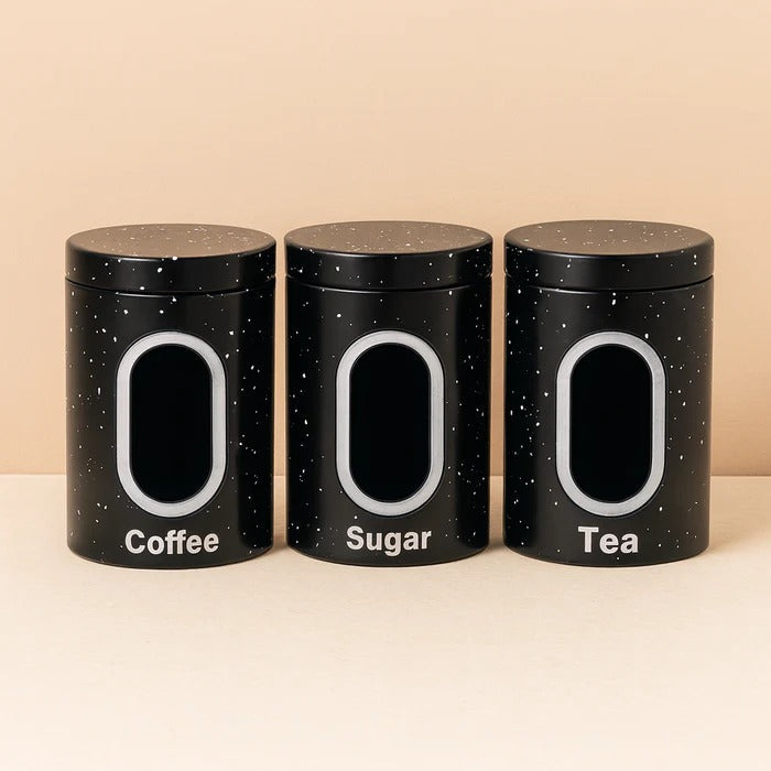 HausRoland Modern Speckled Container Set – 3-Piece Airtight Kitchen Canisters