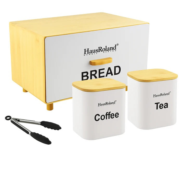 HausRoland 4-Piece Bread Box & Canister Set – Matte Culinary Organizer