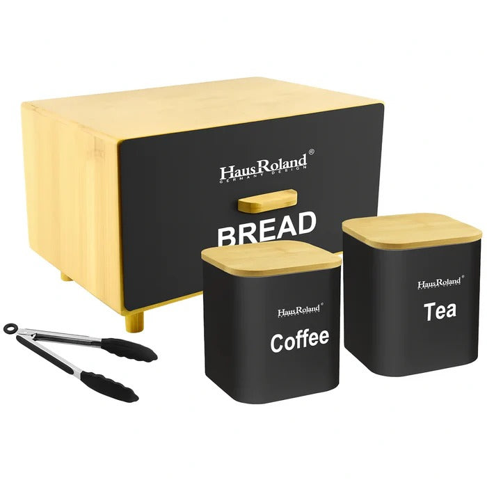 HausRoland 4-Piece Bread Box & Canister Set – Matte Culinary Organizer MJ