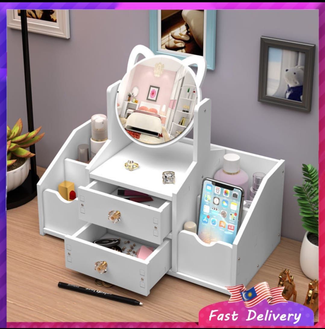 2 Drawer Vanity Mirror & Makeup Organizer