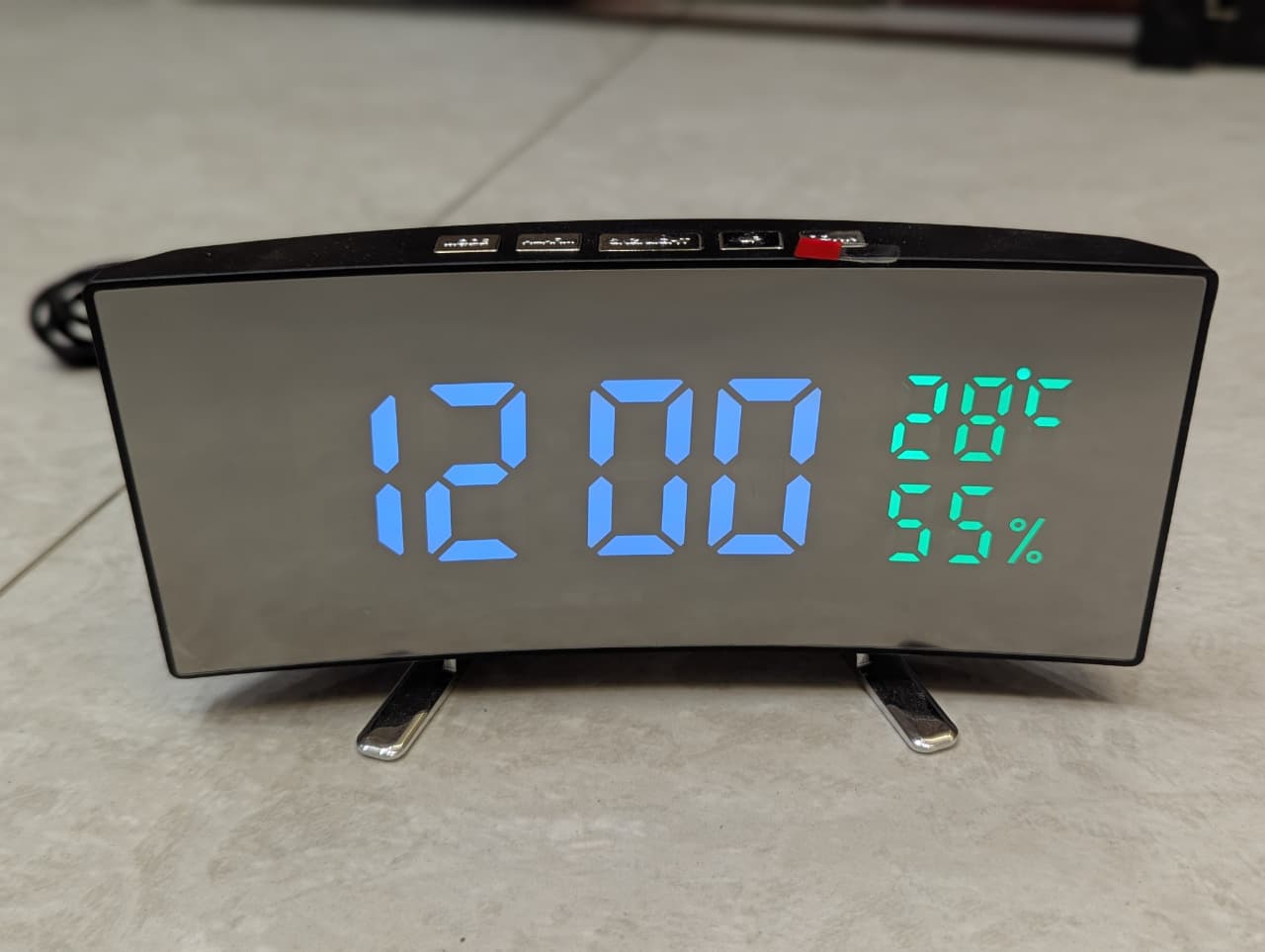 Curved LED Table Clock with Weather Insights
