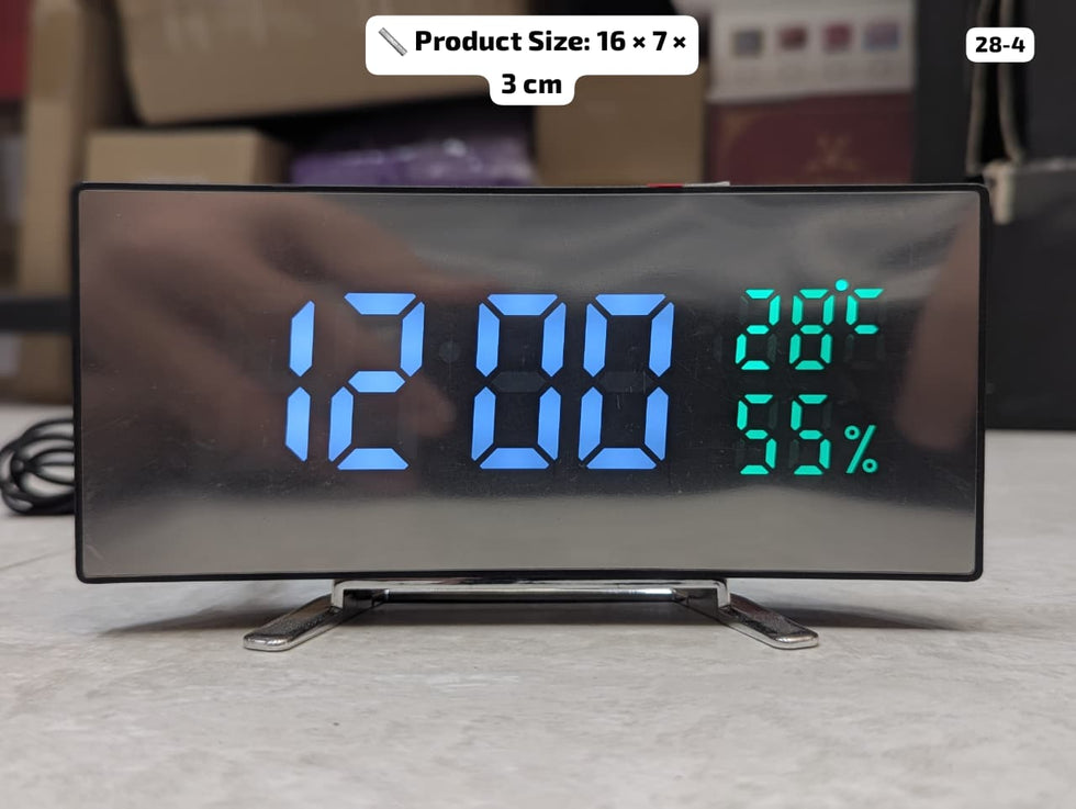 Curved LED Table Clock with Weather Insights
