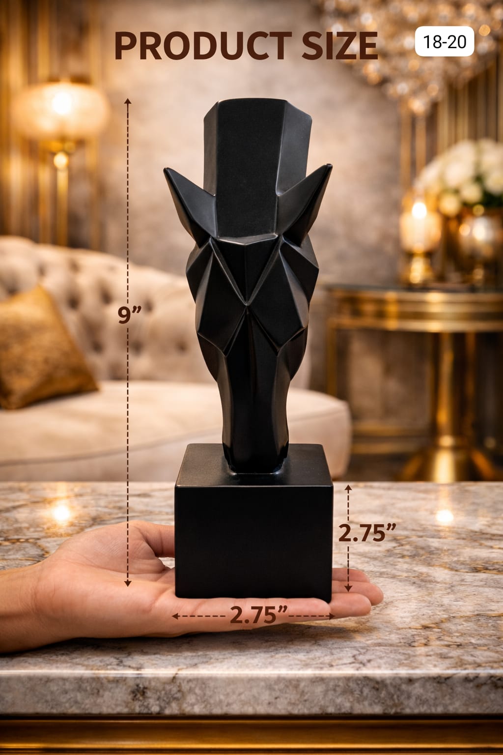 Polygon Power Royal Geometric Horse Head Sculpture