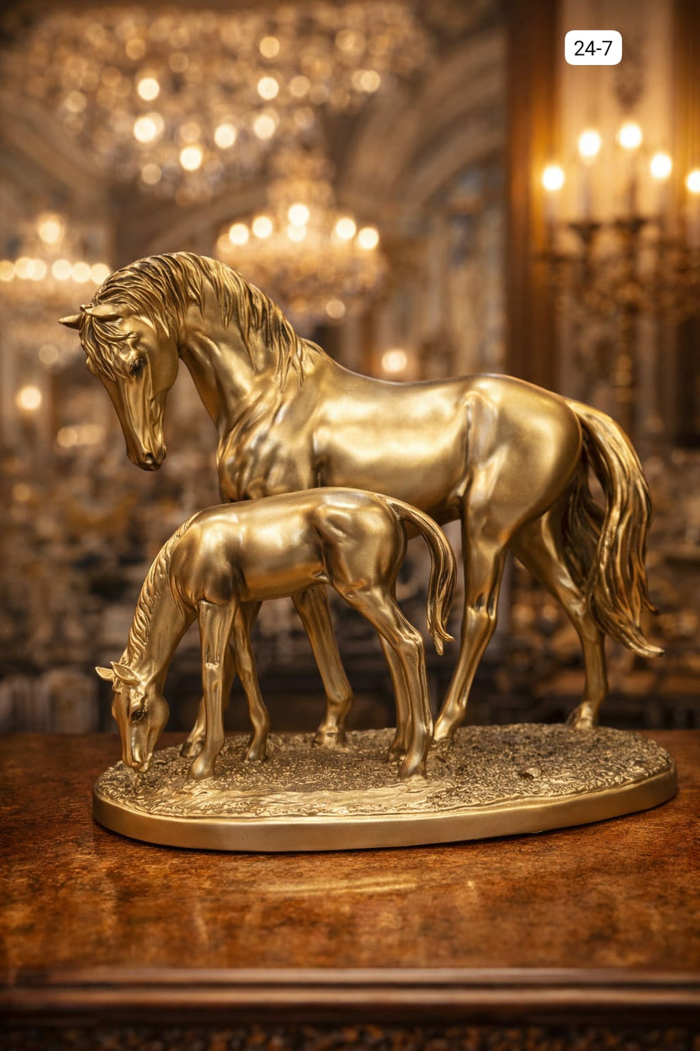 Golden Majesty Mare & Foal Sculpture