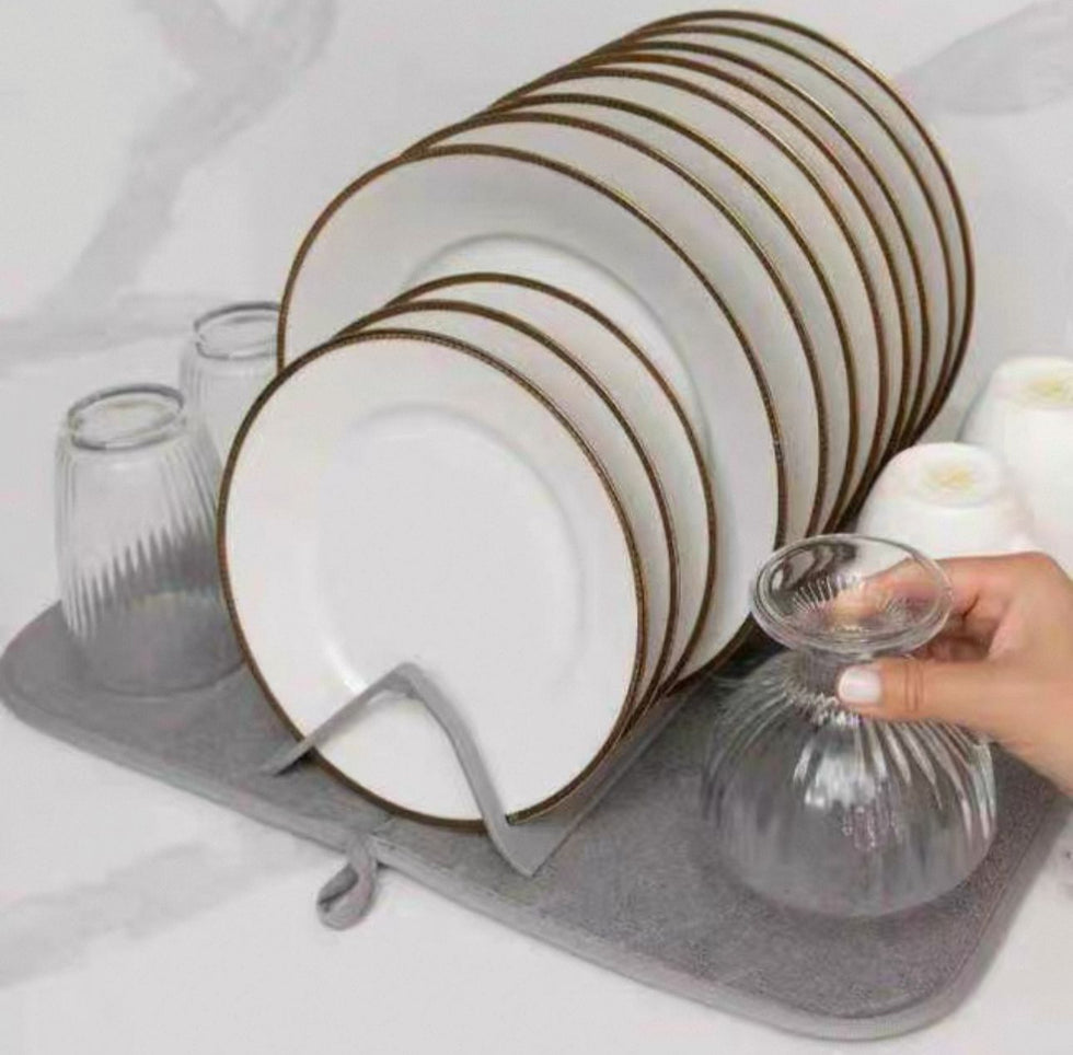 2-in-1 Dish Drying Mat & Rack | Ultra-Absorbent Kitchen Draining Pad