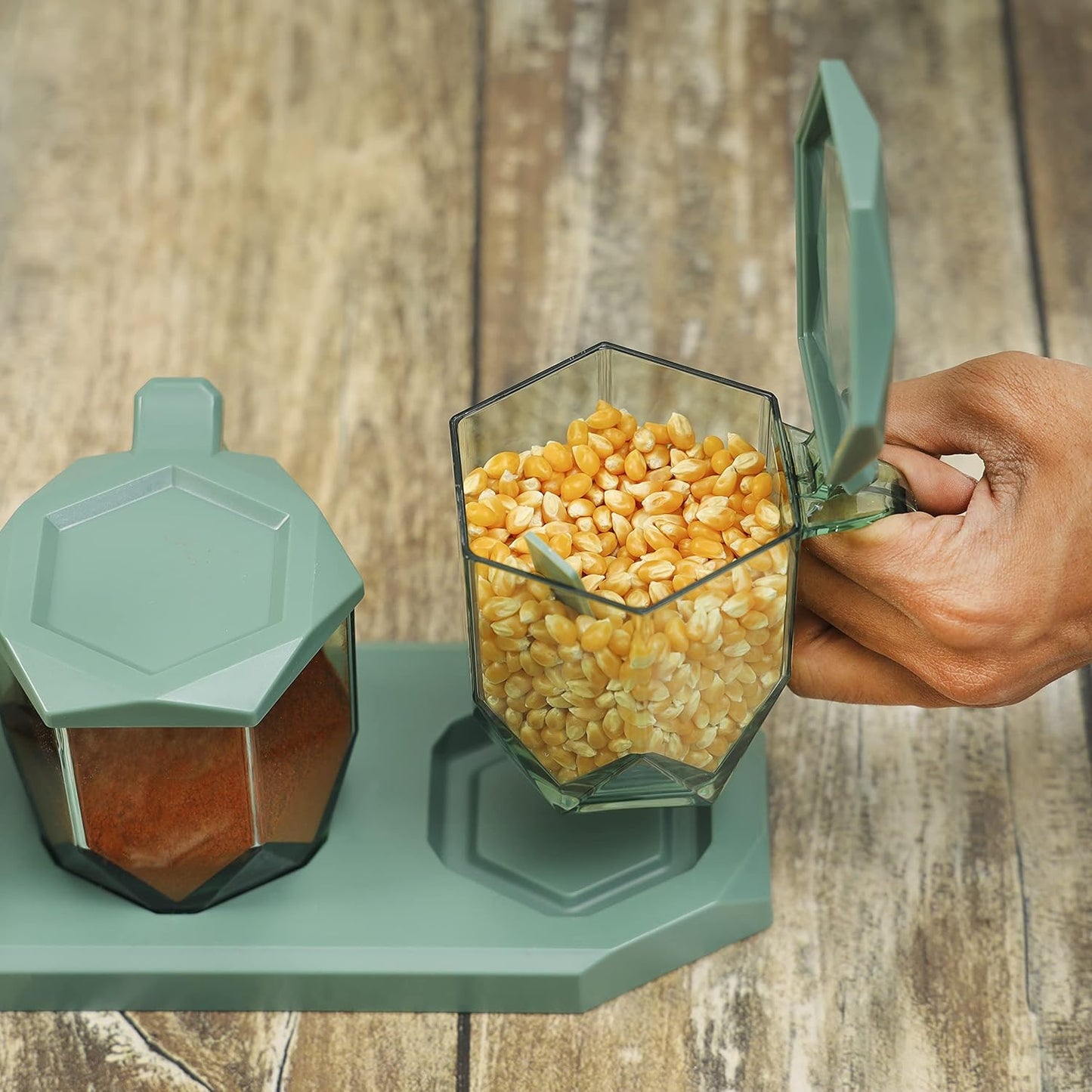 Royal Ford Diamond Design 4-Grid Masala Box with Spoons