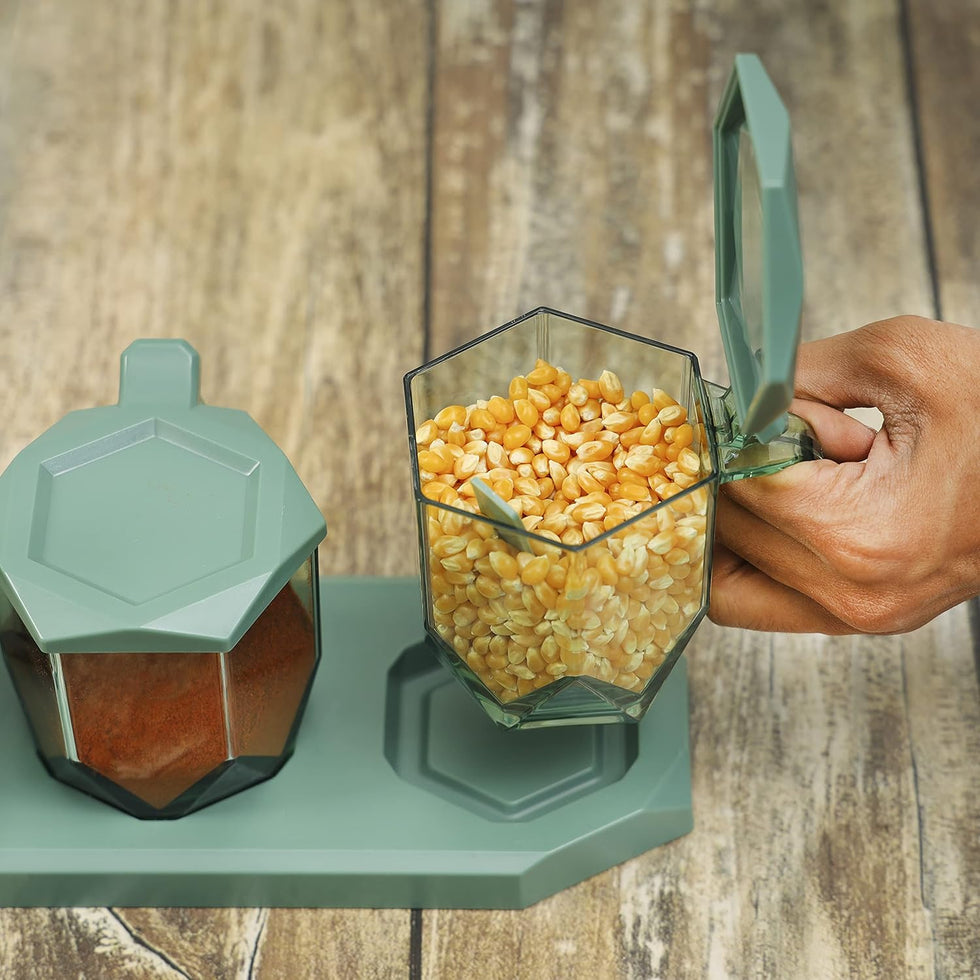 Royal Ford Diamond Design 4-Grid Masala Box with Spoons