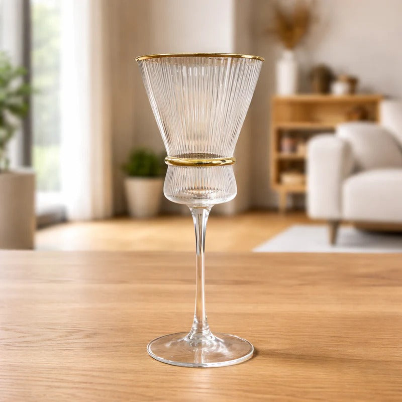 Crystal Golden Champagne Goblets – Premium Set of 6