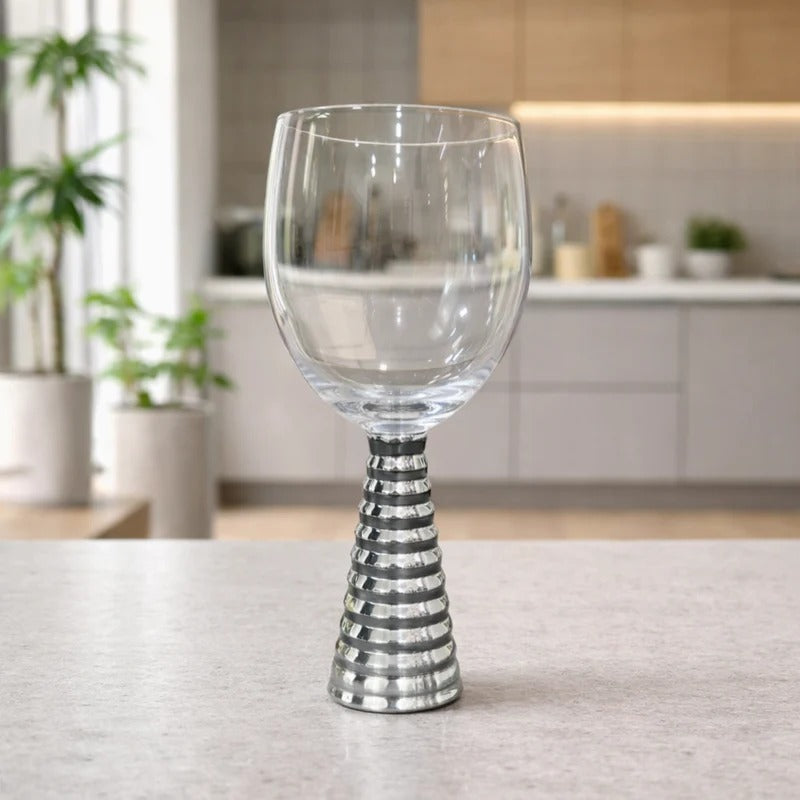 Screw Champagne Goblets – Silver Textured (Set of 6)
