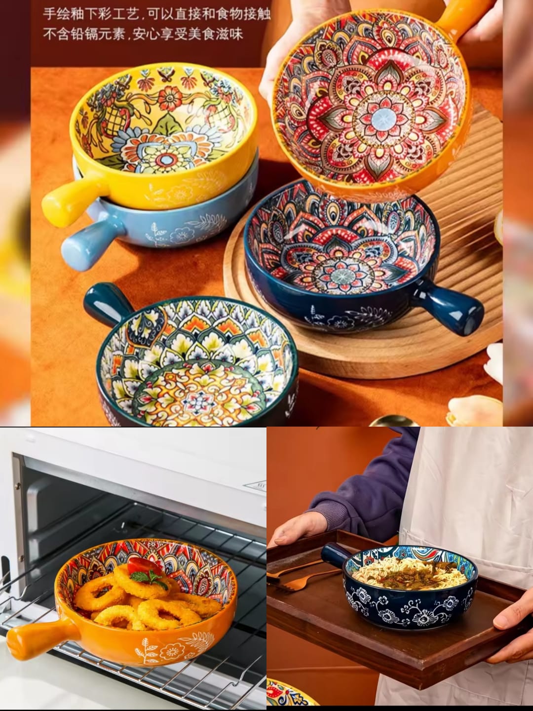 Ceramic Soup & Noodle Bowl with Handle