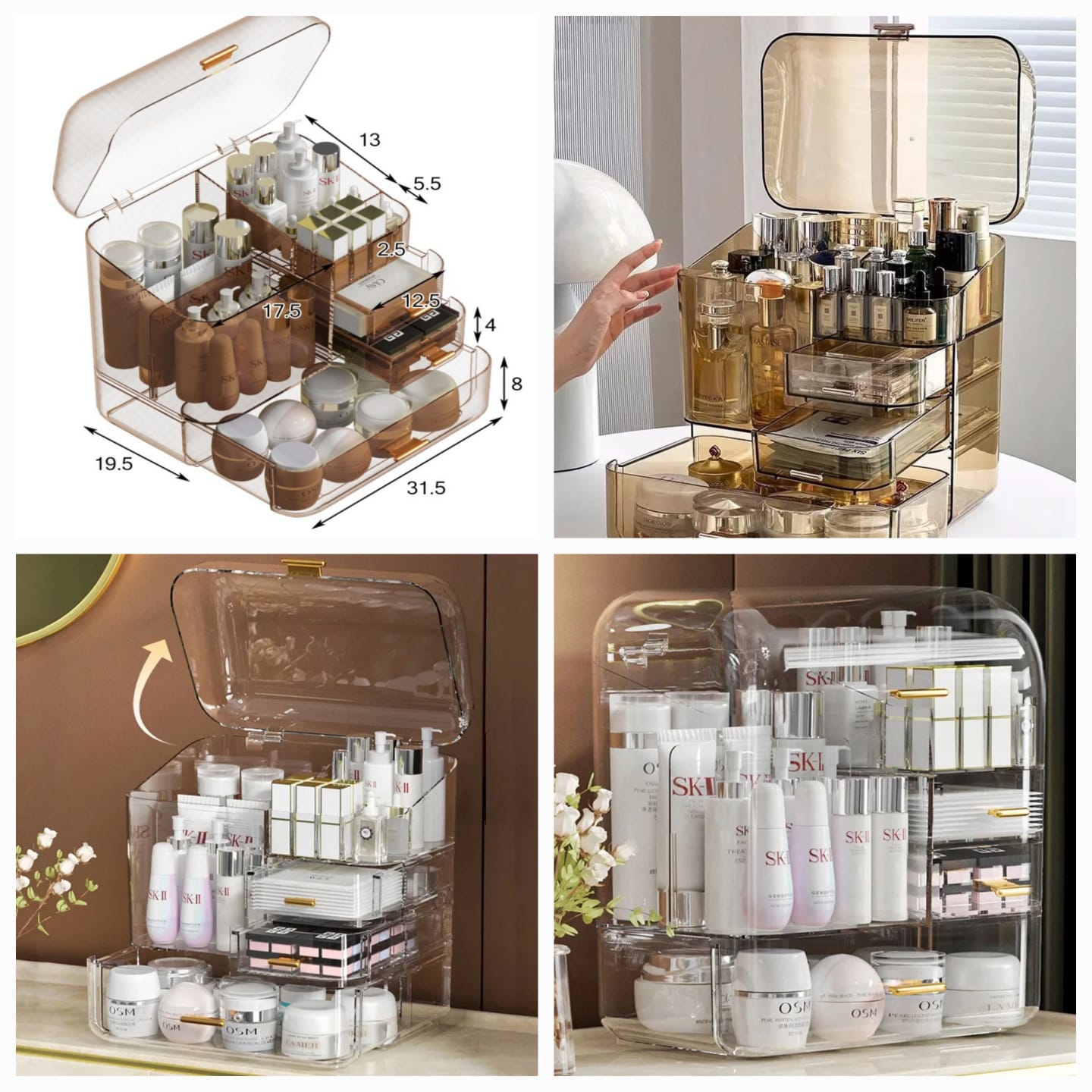Acrylic Organizer with Reinforced Shelving and Precision Storage Dividers