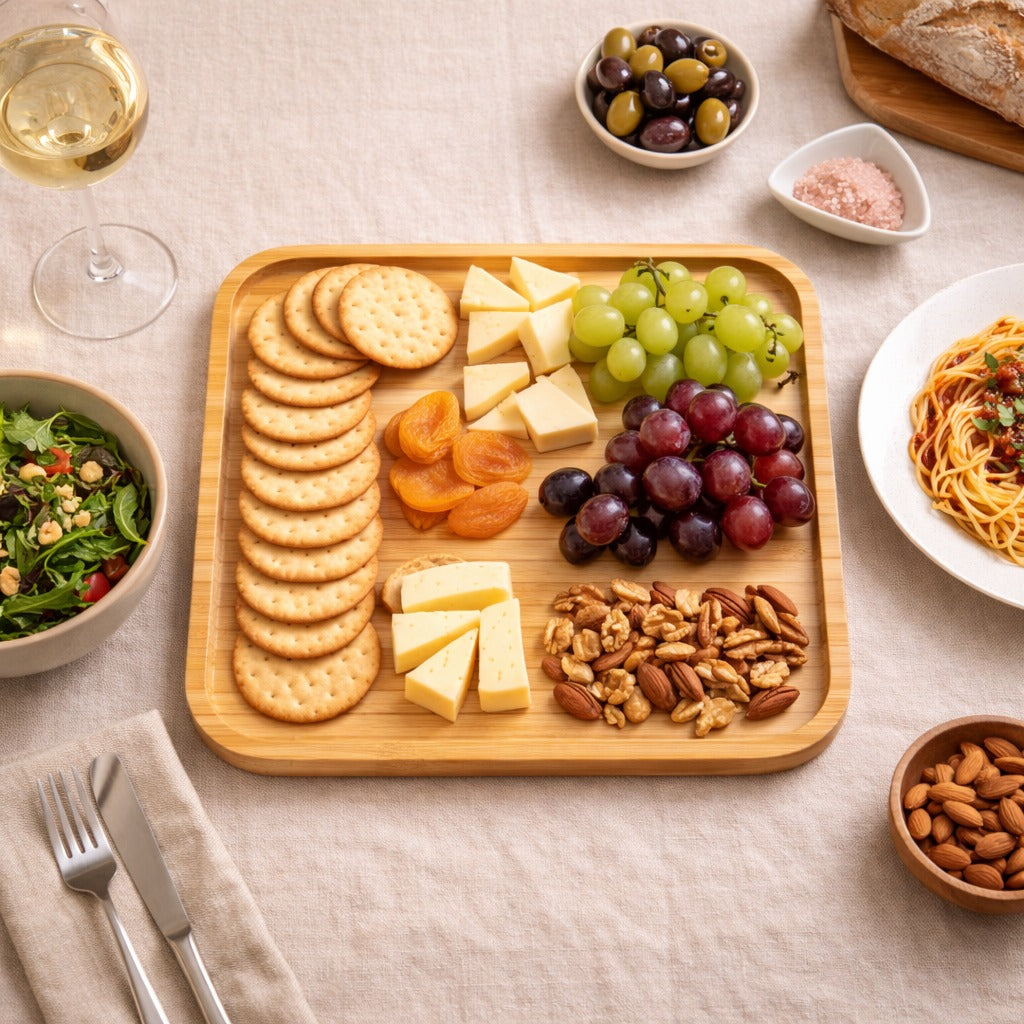 Platter Bamboo Wood Food Serving Tray