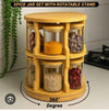 360° Rotatable Spice Jar Set – 10-Piece Bamboo Organizer